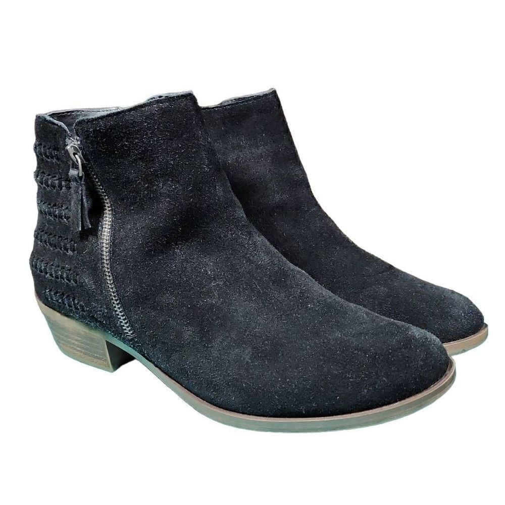 Kensie Women's Black Suede Leather Side Zip Granger Ankle Boots Size 11